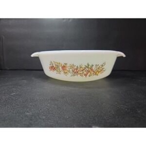 Anchor Hocking Fire King Casserole Dish, 1 Qt Fall Harvest Vegetable Design Dish